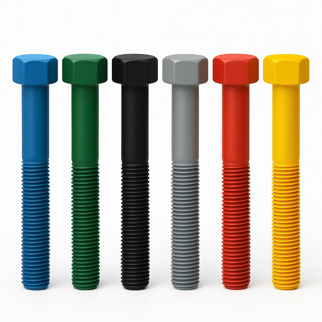 Parafusos com revestimento Xylan colorido