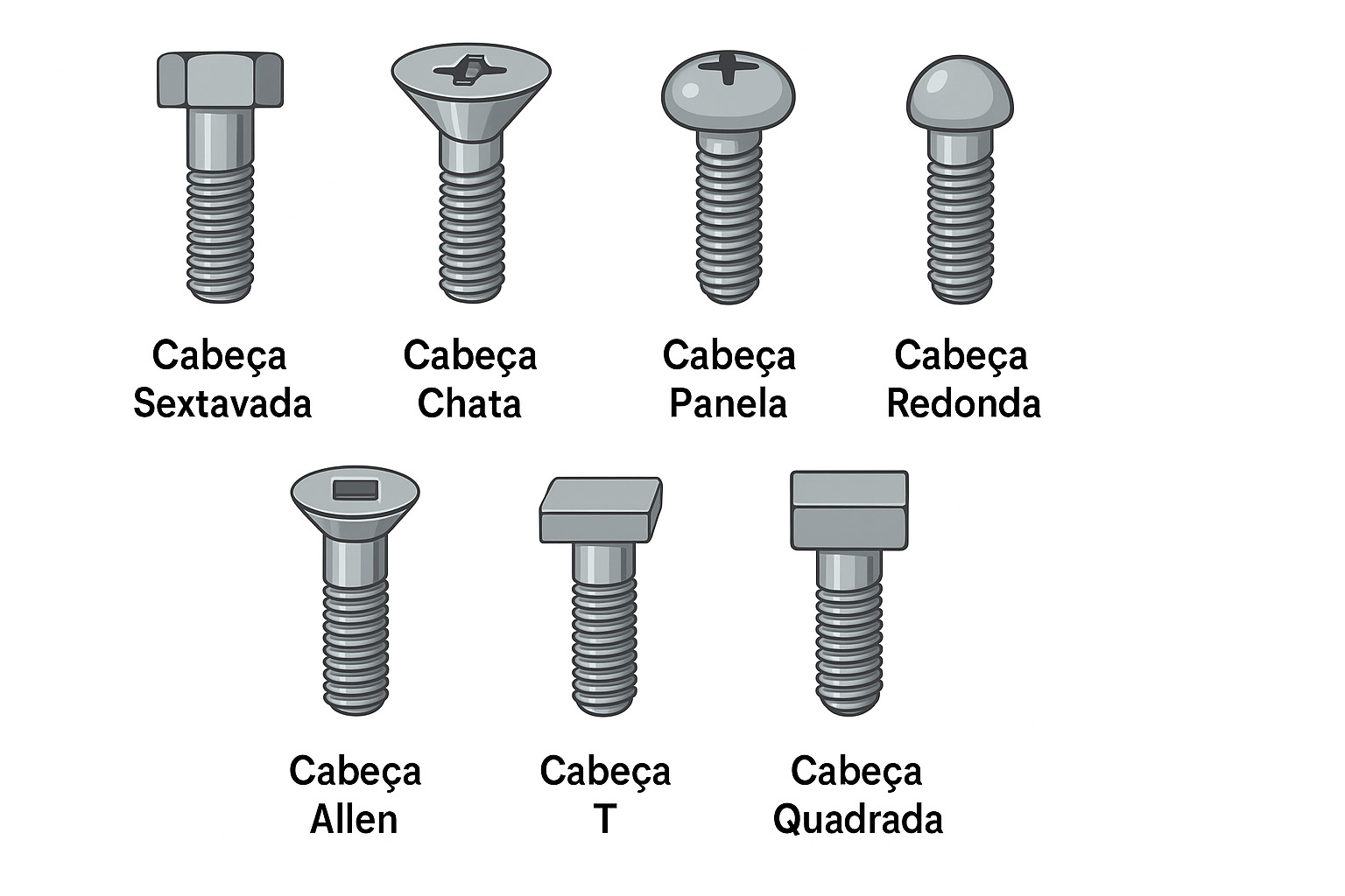 Imagem Tipos de Cabeça de Parafusos